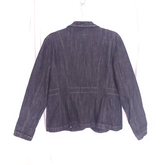 Yuva Navy Blue Button Long Sleeve Denim Jean Jacket Size XL - Picture 11 of 13